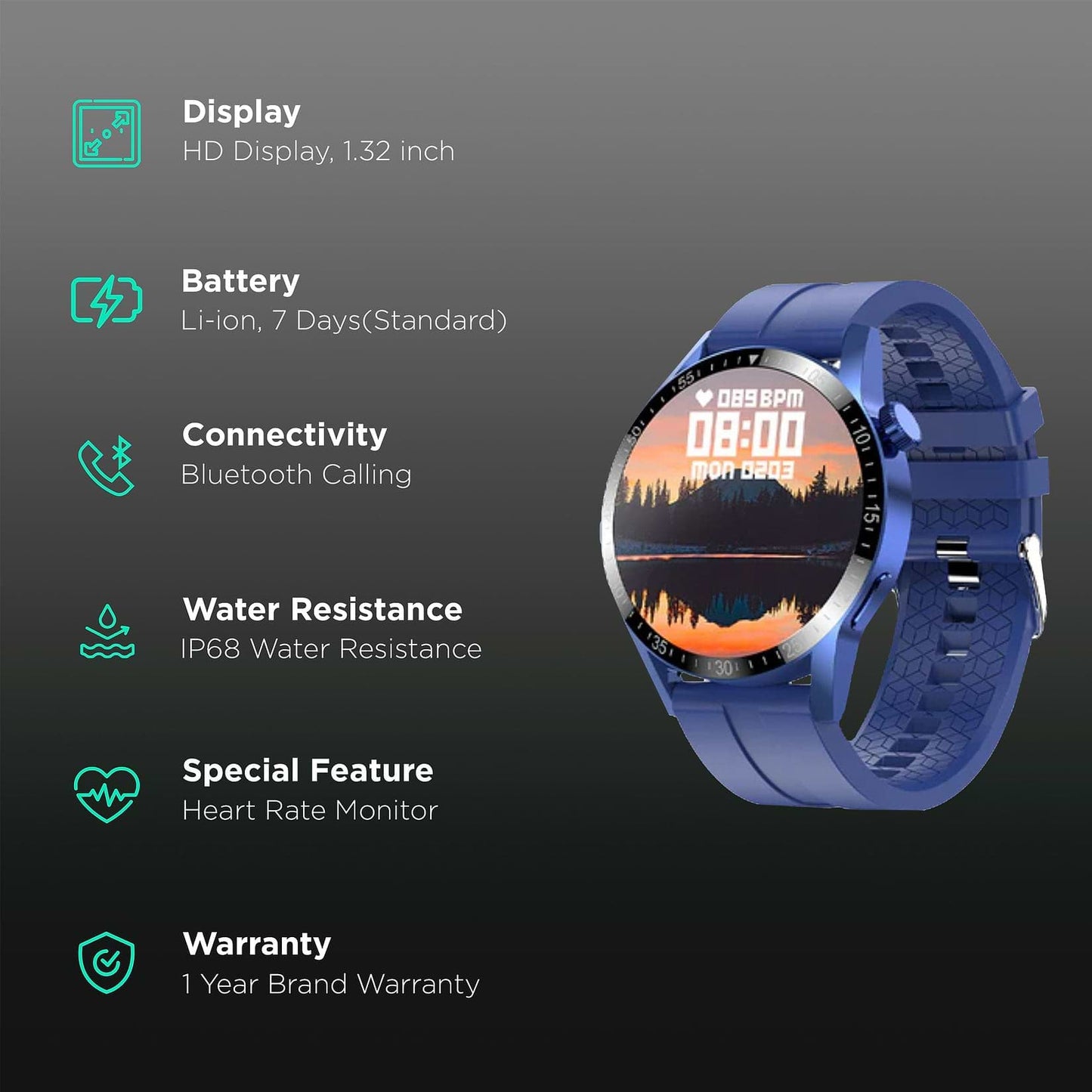 Fire-Boltt Talk Pro Smartwatch with Bluetooth Calling BSW038 BLUE