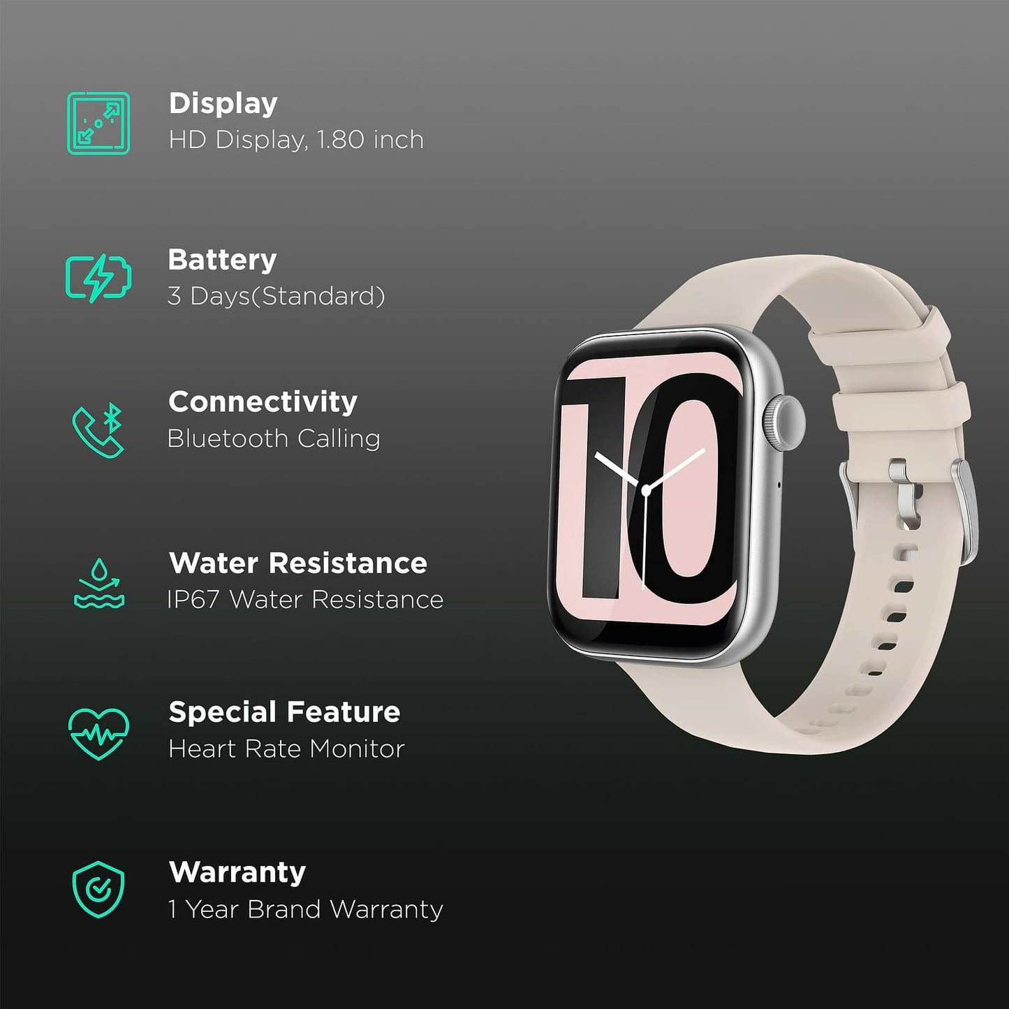 Fire-Boltt Ring 3 Smartwatch with Bluetooth Calling BSW043-SILVER