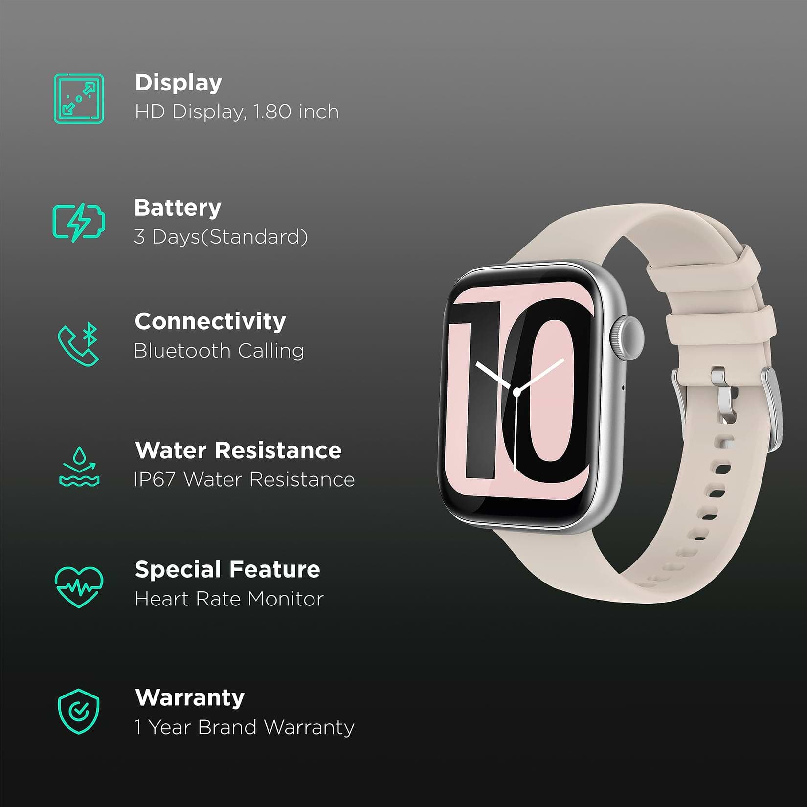 Fire-Boltt Ring 3 Smartwatch with Bluetooth Calling BSW043-SILVER