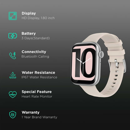 Fire-Boltt Ring 3 Smartwatch with Bluetooth Calling BSW043-SILVER