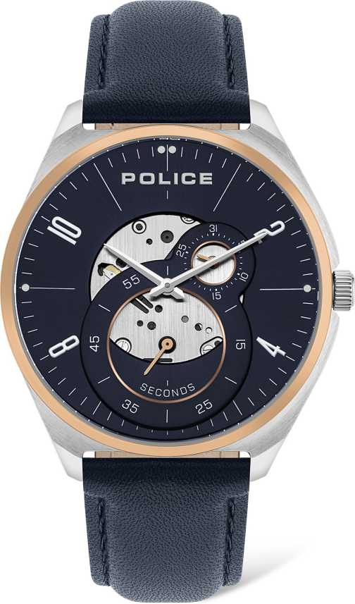 Police Mens Smart Dark Blue Dial Leather Analogue Watch
