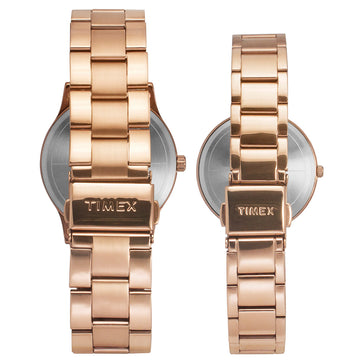 Timex Fashion Collection Premium Quality 3 Hands Pair's Analog Silver Dial Coloured Quartz Watch, Round Dial With 42 Mm Case Width - TW00PR294